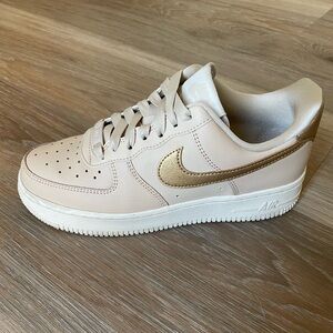 Nike Cream and Gold Air Force 1 Sneakers